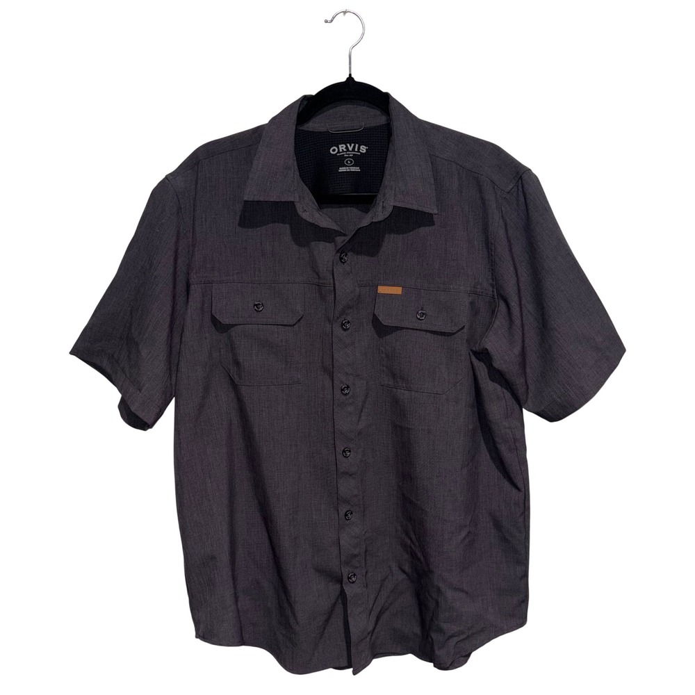Outdoors Orvis Short Sleeve Button Down Fishing Shirt Mens L Gray